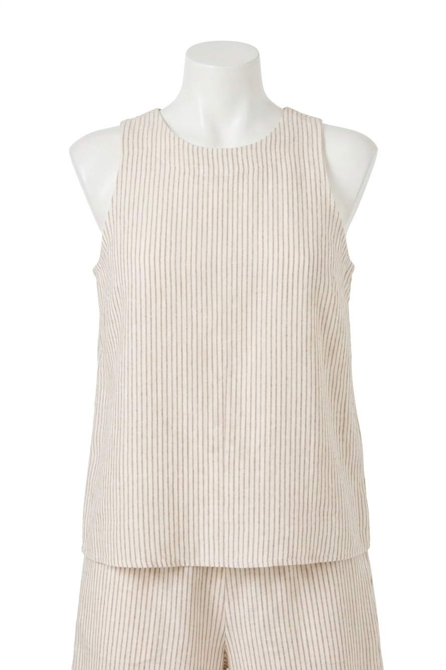 NEW NIC + ZOE pin stripe gauze pop on tank top in neutral mix